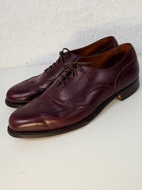 Grenson Brown Leather Wingtip Oxford Dress Shoes Mens 10 D Made England